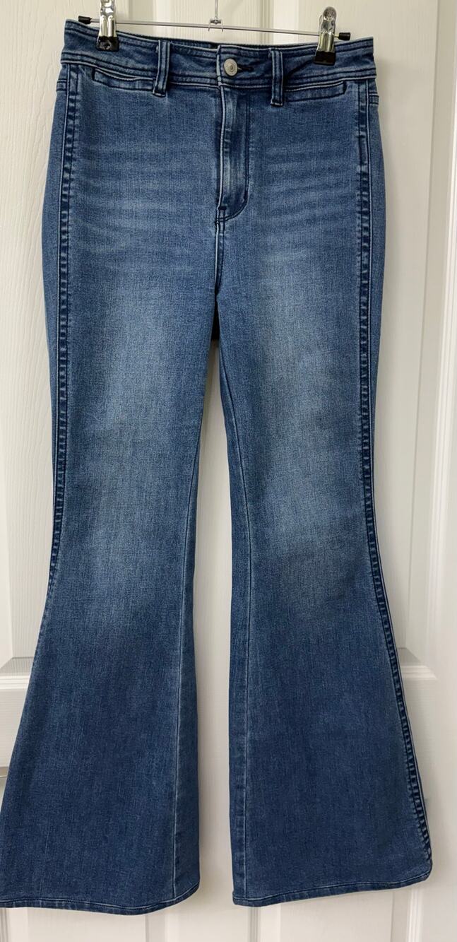 We the Free People 26 bell bottom jeans flare high waisted 27 blue denim boho